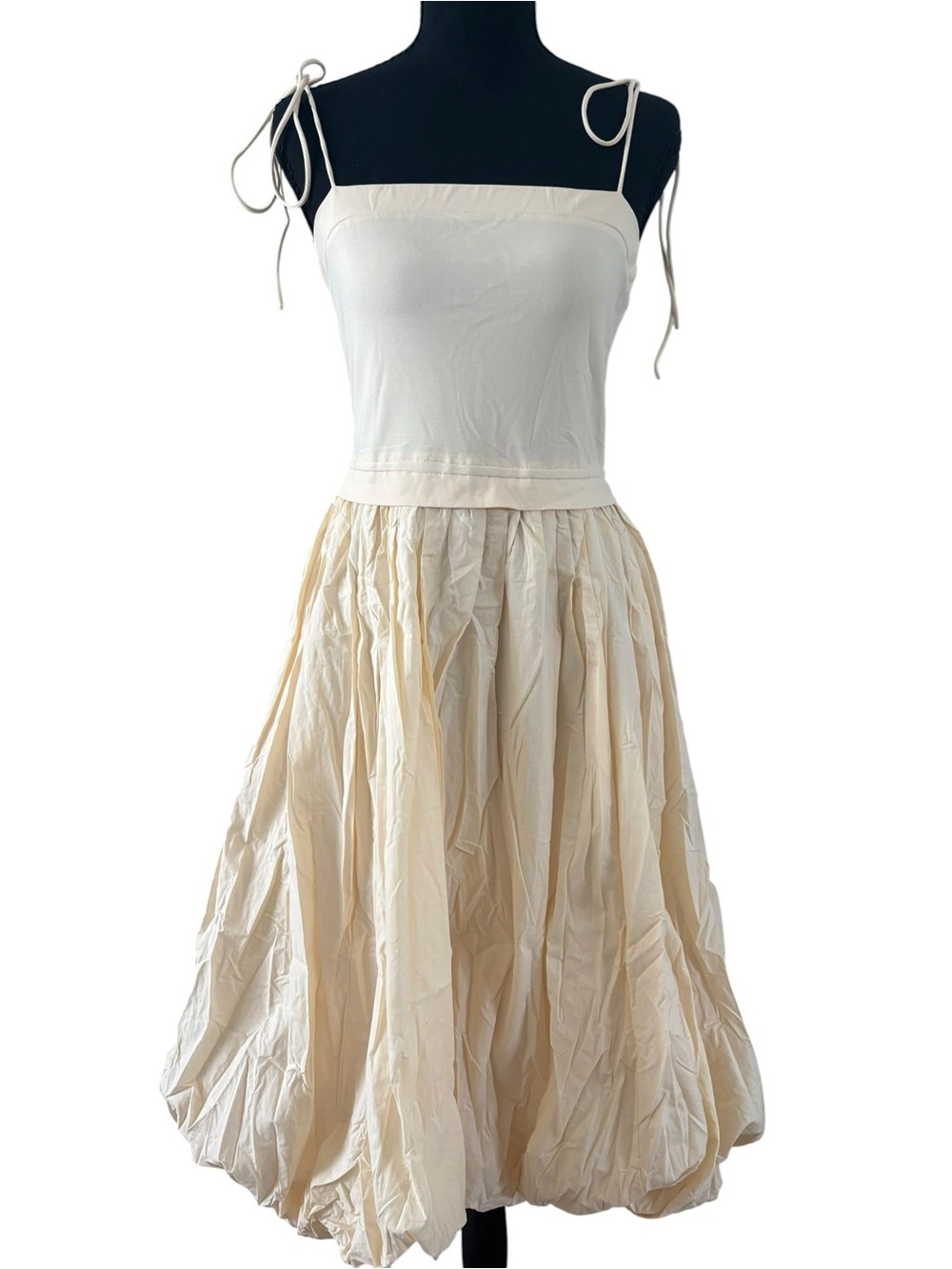 Tie-Strap Midi Dress in Cream